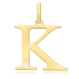 Złota literka K z brylantem pr.585