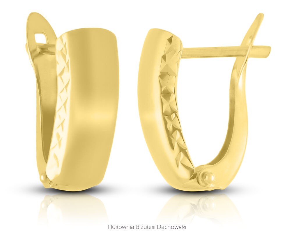 Złote kolczyki na angielskim zapięciu pr.585