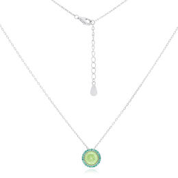 Naszyjnik srebrny z zielonym kryształem górskim